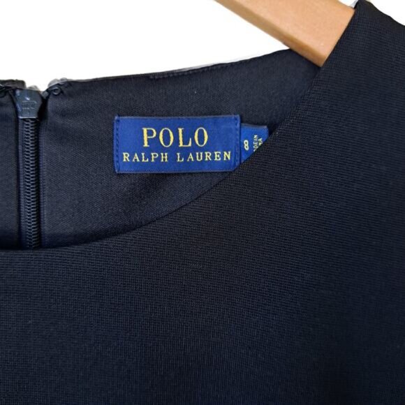 NEW Ralph Lauren POLO Black Ruffled Ponte Dress Size 8 Cap Sleeve Office Evening - Picture 7 of 11